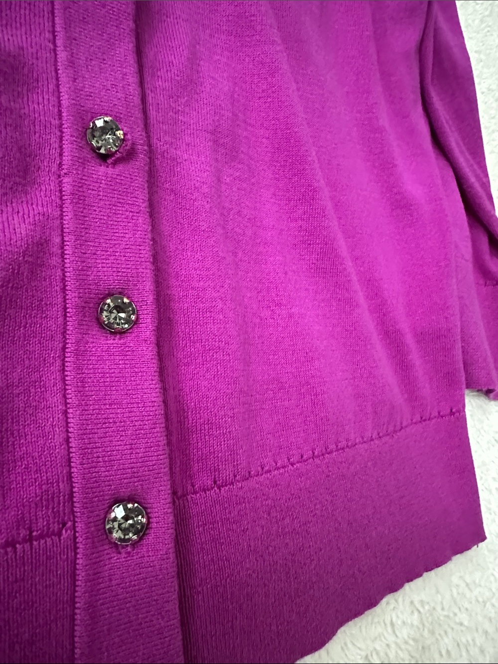 Kate Spade Leni Jewel Embellished 100% Cotton 3/4 Sleeve Purple Cardigan Size M - Picture 11 of 12